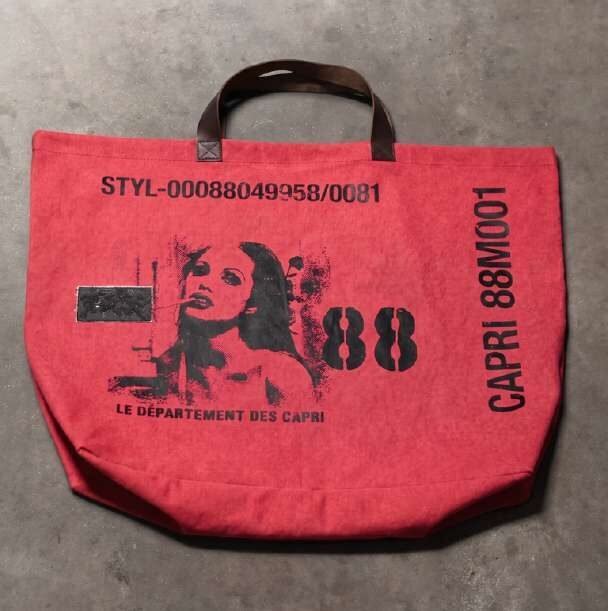 Red canvas tote bag
